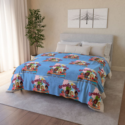 Greedy Girl Soft Blanket Light Blue