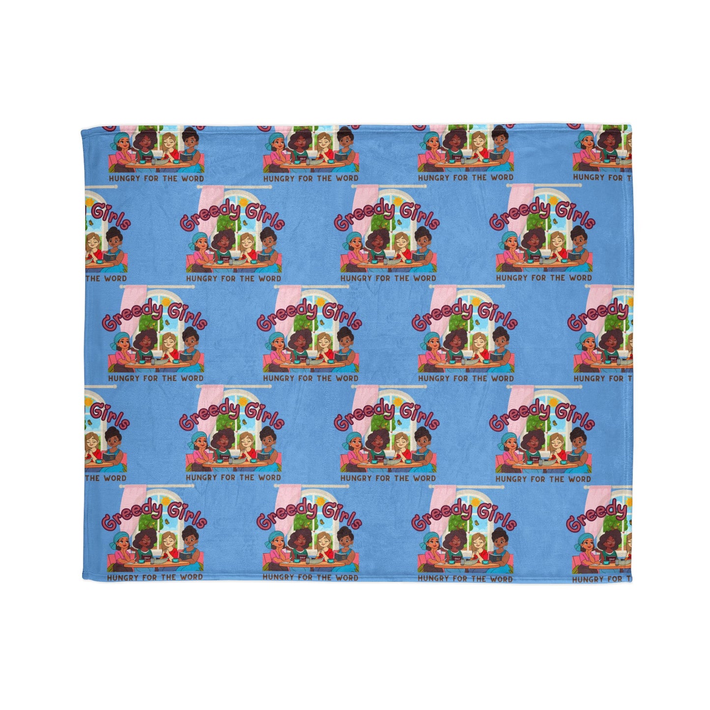 Greedy Girl Soft Blanket Light Blue